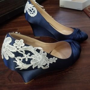 Size 10 navy blue wedges